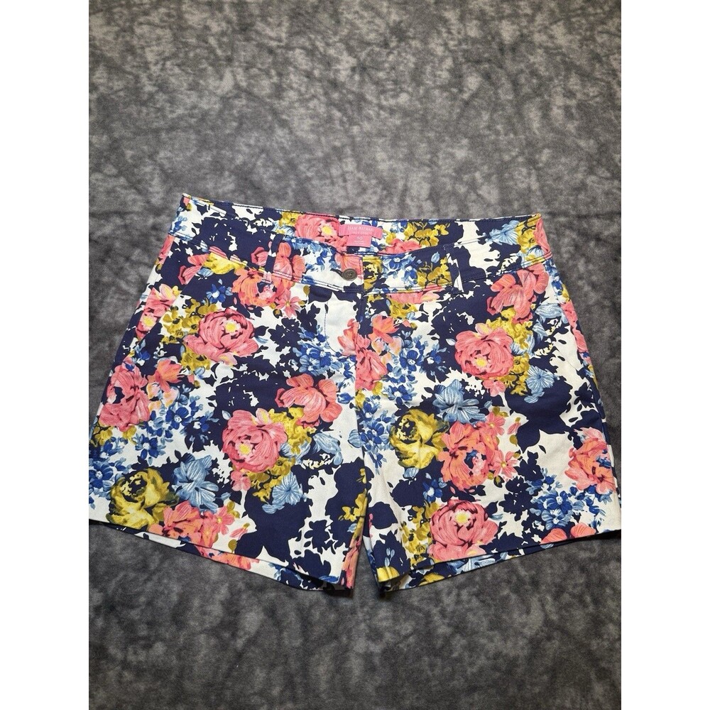 Isaac Mizrahi New York Floral Chino Mid Rise Shorts Pockets 4" Inseam 10